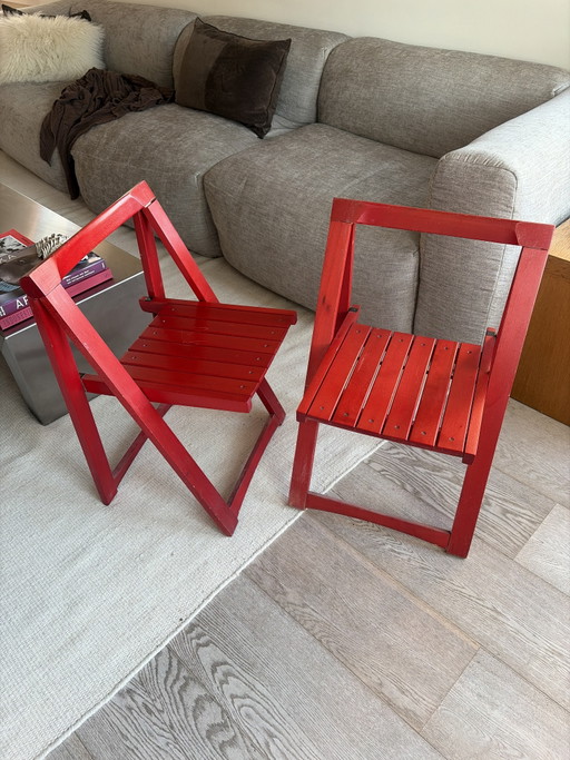 Aldo Jacober Trieste klapstoelen 2x rood hout