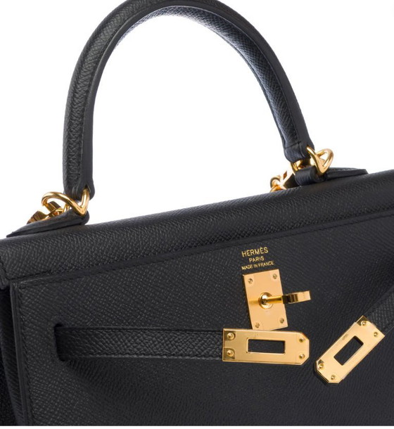 Image 1 of Sac HERMES Kelly 25 en Cuir Noir - 103580