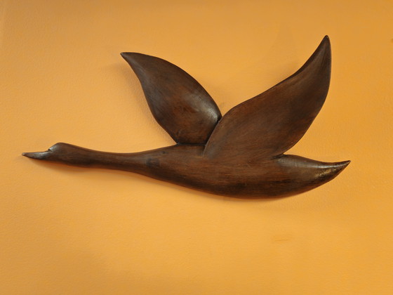 Image 1 of Decorazione da parete con uccellini in legno di teak vintage