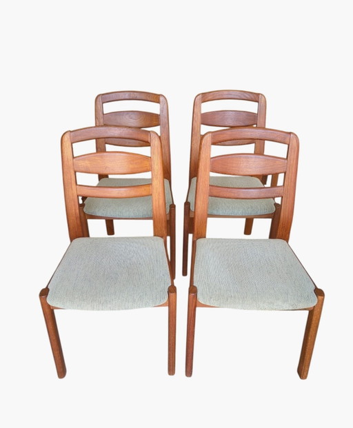 Vintage set van 4 Deense teakhouten eetkamerstoelen, Holstebro Möbelfabrik 