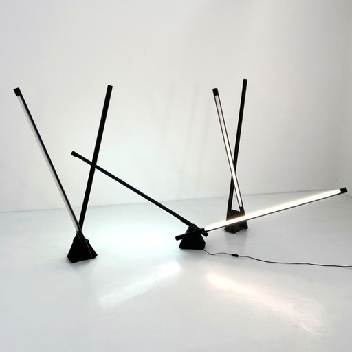 Black Sistema Flu Floor Lamp by Rodolfo Bonetto for Luci Italia, 1980s