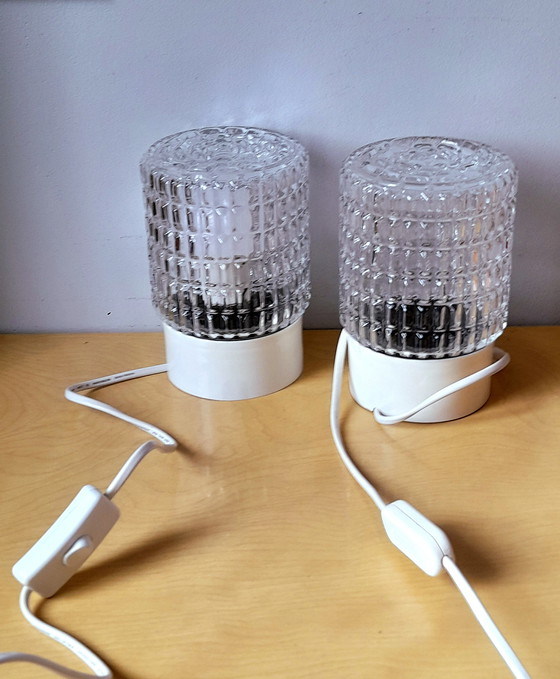 Image 1 of Paire de lampes en verre texturé 1970