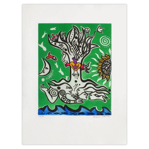 Federica Matta Signed Aquatint Composition V 1995 – lithos zeefdrukken, Paper (photo 2 of 5)