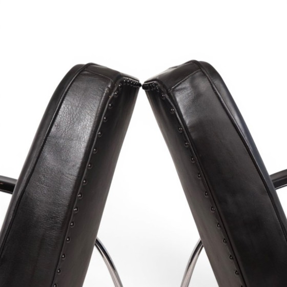 Image 1 of Set van 2 Bauhaus Streamline leren fauteuils met buisvormig stalen frame, 1930