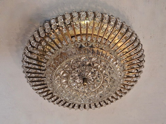 Lámpara de techo de latón y cristal de Ernst Palme Palwa, década de 1970. – Plafones, Brass (photo 5 of 8)