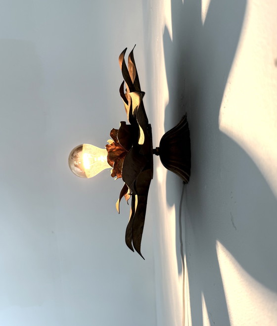 Image 1 of Vintage gilded floral wall lamp, Hans Kögl '60