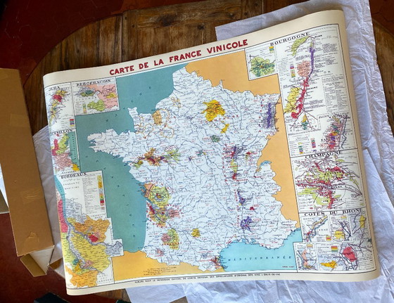 Image 1 of Vins de France 1949 - Carte vintage des Régions Vinicoles - (84.1 x 118.9 cm)