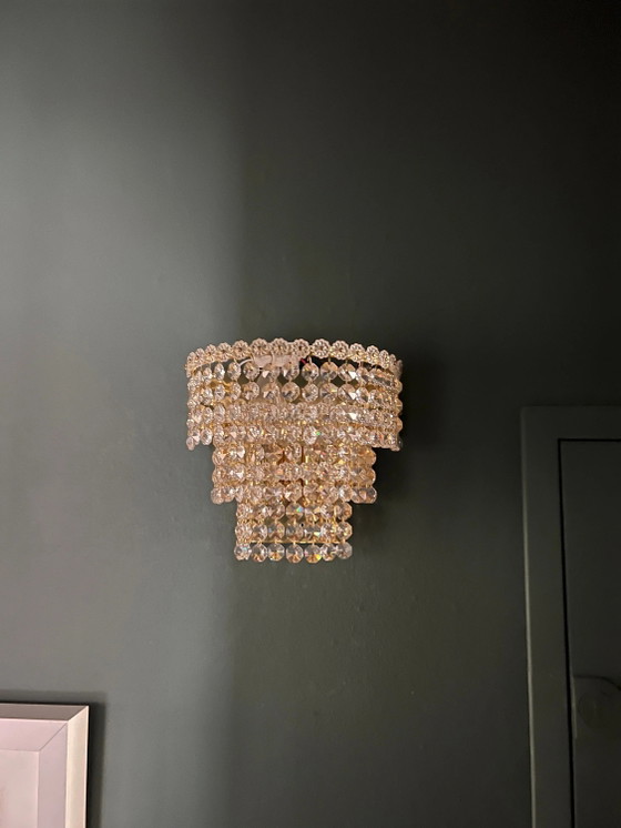 Set di 2 Applique in Vetro Cristallo Mid-Century, Lampada Beethoven anni '50-'60, di alta qualità realizzate (photo 4 of 7)