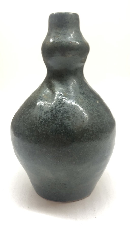 Vintage Blue Ceramic Vase Signed AP