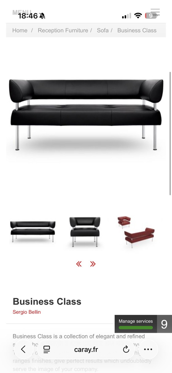 Divano Sitland in pelle nera 'Business Class' di Sergio Bellin, 1999 – Divani 3 posti, Leather, Chrome (photo 4 of 6)