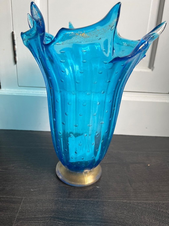 HERA – ITALIAN HAND BLOWN GLASS VASE – Murano Glass, Gold (photo 8 of 10)