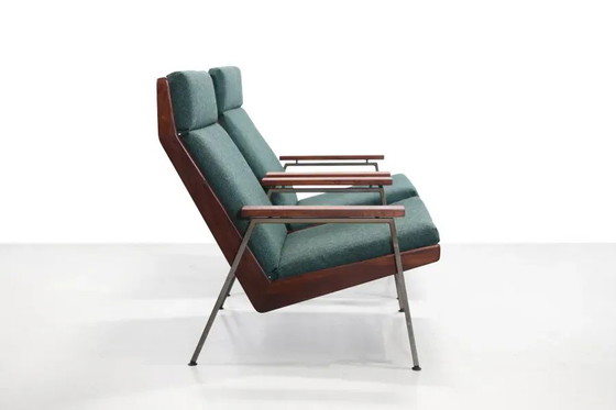 set of 2 Teak Rob Parry Lotus armchairs for Gelderland, 1960s – Wool, polished steel, Vintage (photo 4 of 7)