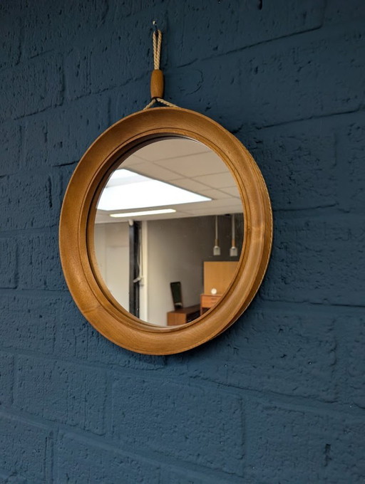 Vintage ronde spiegel, jaren 60