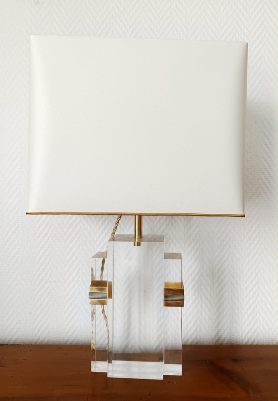 Image 1 of 2x Hollywood Regency Plexiglas Lampen 1970