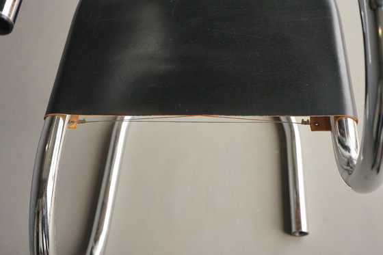 Image 1 of Rare chaise d'appoint tubulaire Wim van den Bergh. Années 1980.