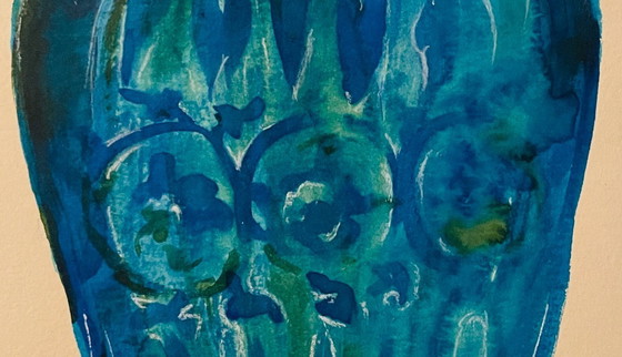 Image 1 of Aquarel en inkt schilderij Wabi Sabi vaas Azië collectie