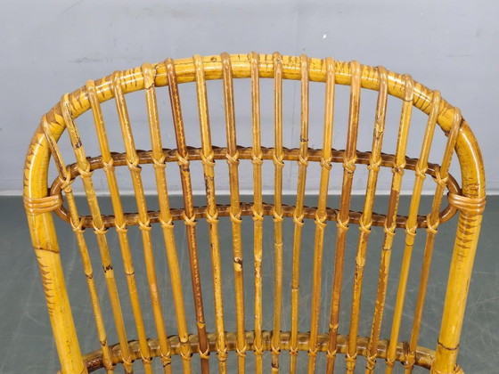 Image 1 of Italiaanse rotan loungefauteuil uit het midden van de 20e eeuw, jaren 60.
