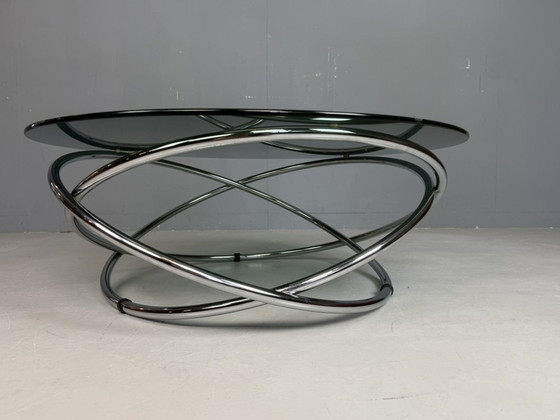 Image 1 of Koffietafel van Mac chroom en gerookt glas van Miniforms, Italië, jaren 70