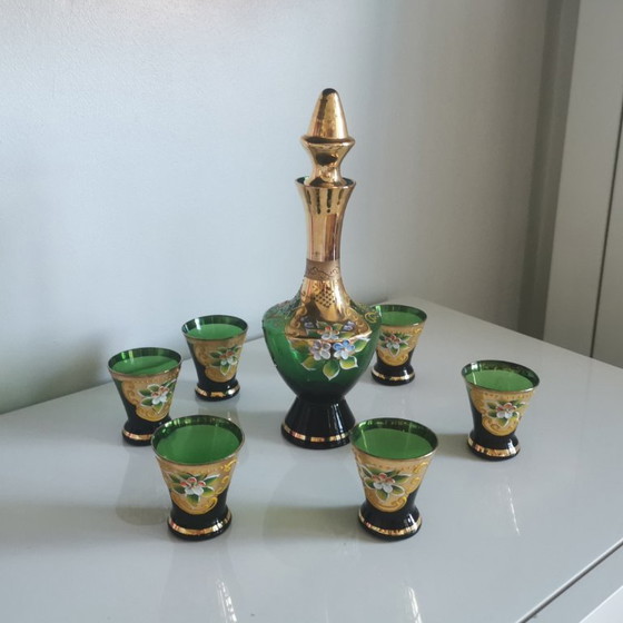 Image 1 of MURANO-GLASFLES OF -FLES EN ZES GLASJES