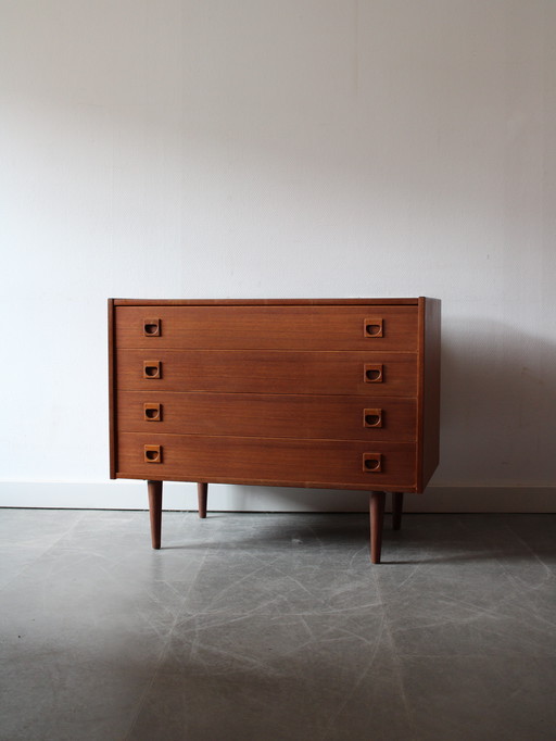 Vintage Danish deep chest of drawers in teak