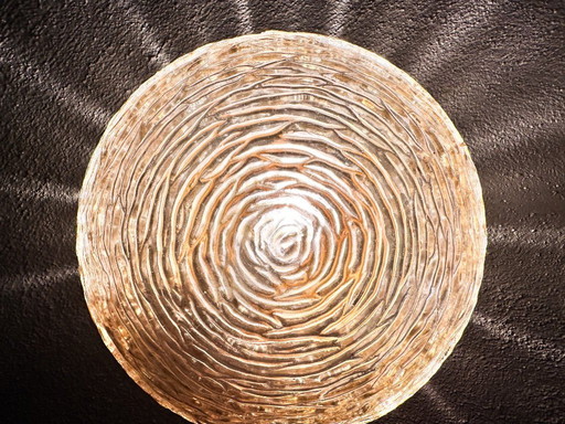 Vintage pair of amber glass wall lamps