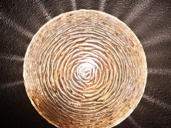 Image 1 of Vintage pair of amber glass wall lamps