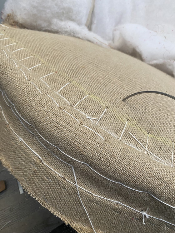 Image 1 of Antique 30's Toad Armchair Completely Refurbished With Quality Floral Fabric Surrounded By Nails