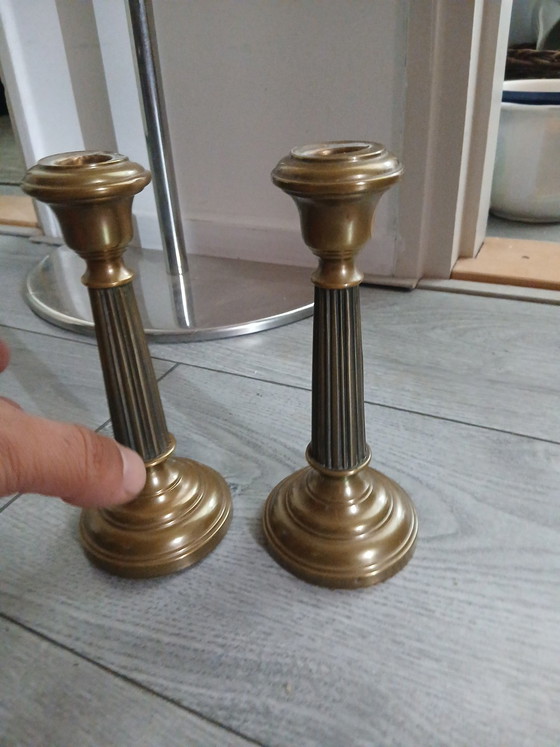 Candelabros de latón antiguos – Portavelas, Brass (photo 3 of 5)