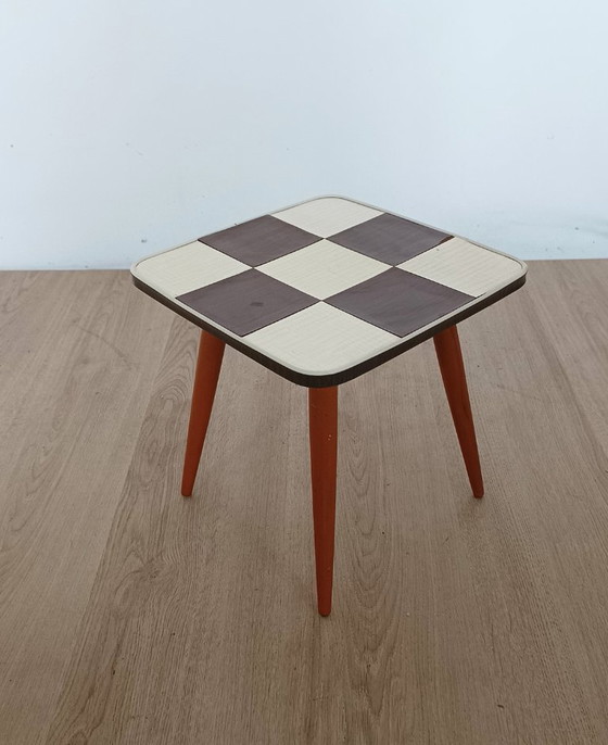 Image 1 of Sixties side table with checkered pattern