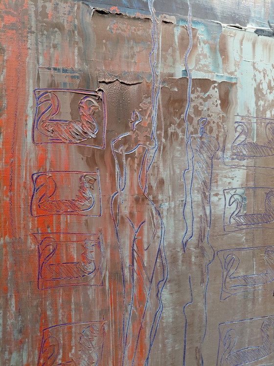 Image 1 of Simon Woudwijk 'Construction III' oil acrylic on canvas, unique! 
