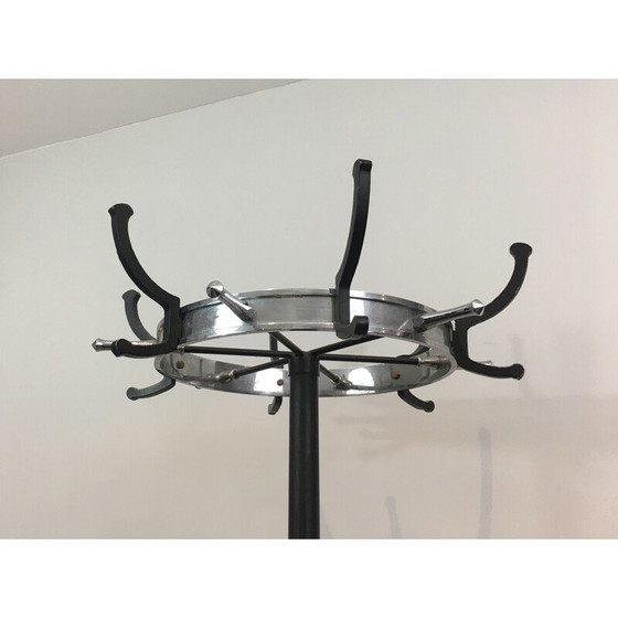 Image 1 of Vintage coat rack in black lacquer and chrome, 1950