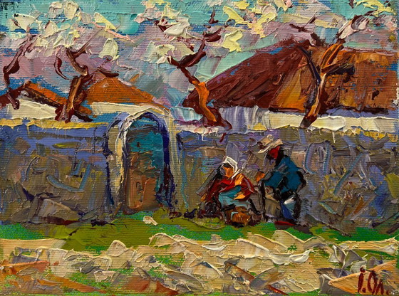 Original Oil Painting Rural Spring Landscape Village Memory – Paintings & Drawings, Canvas (photo 3 of 8)