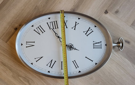 Oval Pocket Watch Wall Clock, rvs, White (photo 6 of 8)