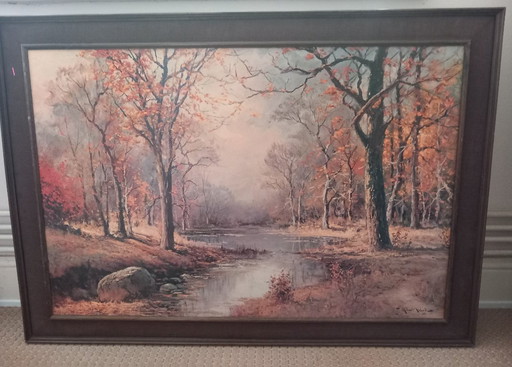 Ingelijste decoratieve kunstdruk Oktoberochtend van Robert Wood