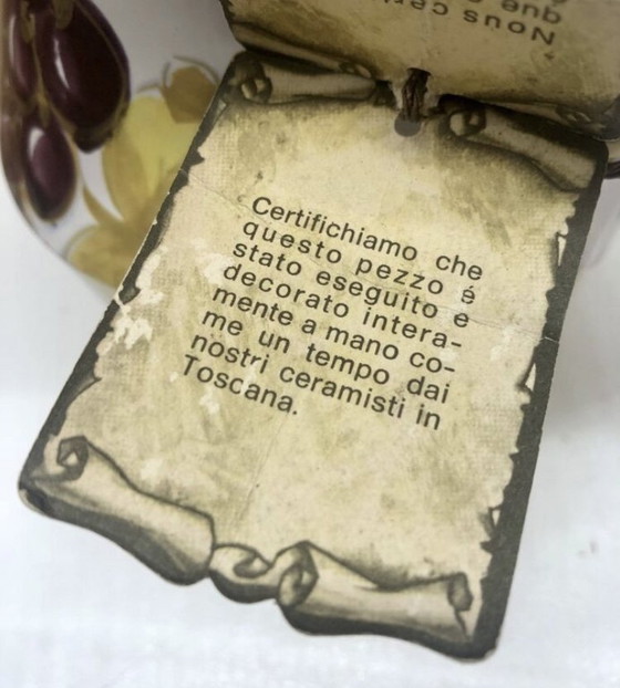 Image 1 of Pitcher vase by Fratelli Fanciullaci with grape decoration