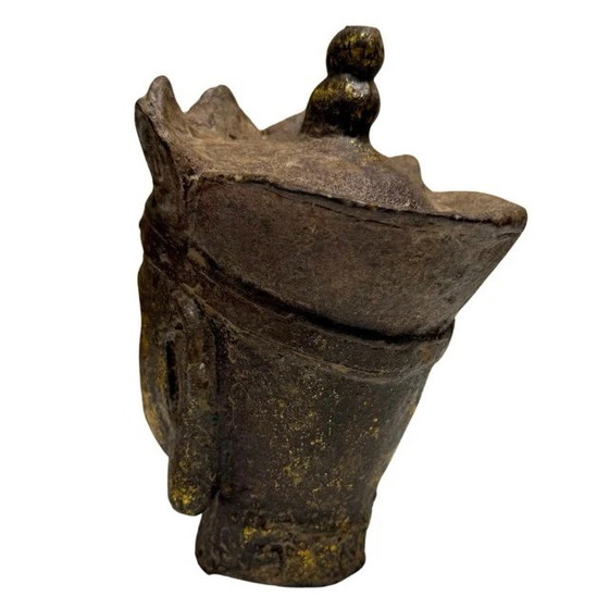 Paar Ksitigarbha (Dizang Pusa) Köpfe – Vergoldetes Gusseisen, China, 18.-19. Jahrhundert – Bildhauerei (photo 15 of 19)