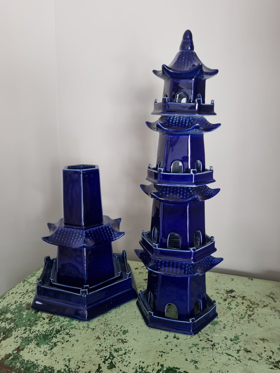 Image 1 of Prachtige Koningsblauwe Vaas Van PolsPotten: De Pagode