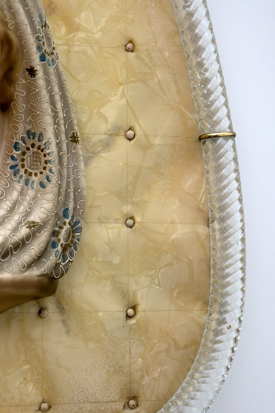 Image 1 of Mid Century Modern Madonna met kind Murano glas Torchon Frame door Venini, jaren 50