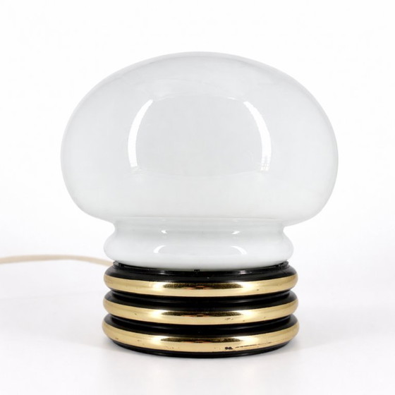 Image 1 of Vintage Mushroom Table Lamp – Opaline Glass – 1970s Space Age Style
