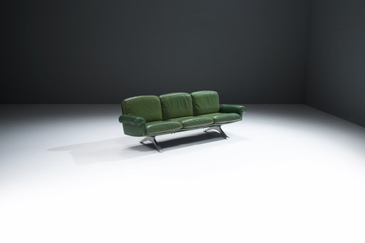 Stunning & very rare green leather DS-31 Sofa by Team De Sede for De Sede Swiss