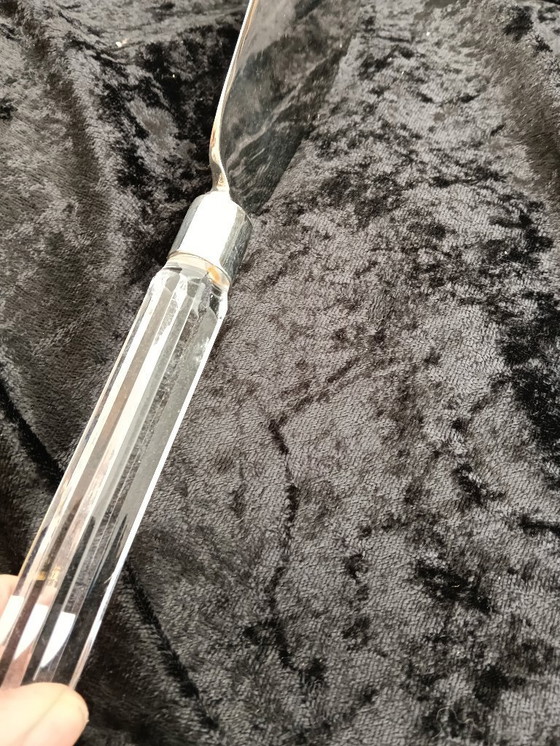 Image 1 of Hochwertiger Tortenheber von Orrefors Sweden aus geschliffenem Kristallglas mit Edelstahl