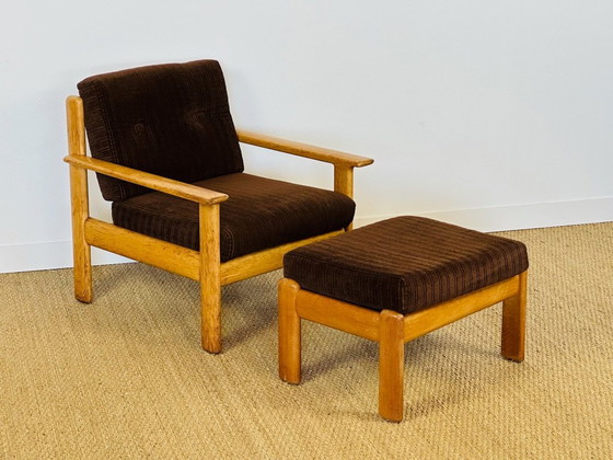 Image 1 of Ensemble de Salon modulable Vintage en Chêne et Velours Côtelé, 1960s, Set de 5