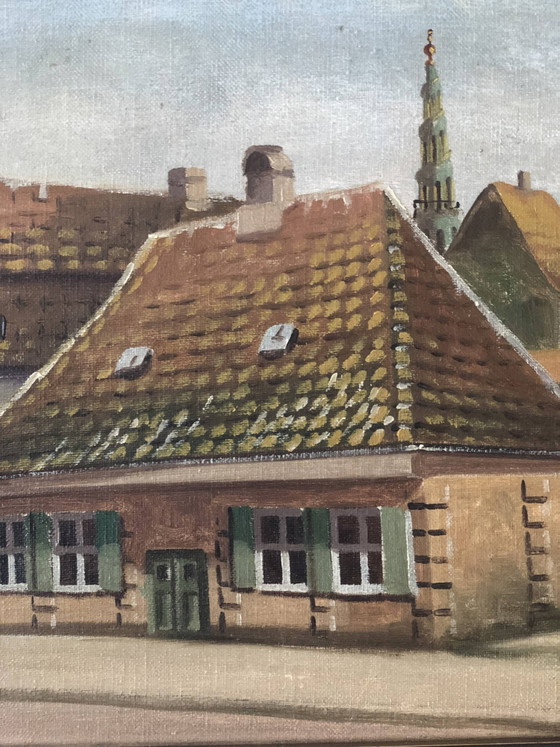 Image 1 of Grande peinture à l'huile originale d'époque représentant un cottage à la campagne, vers 1923