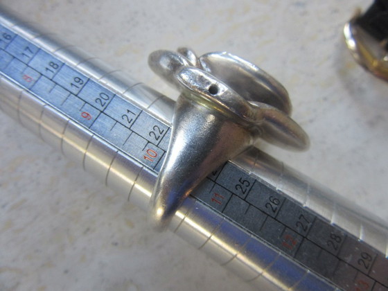 Bague moderniste en argent sterling marquée Italie et 925, grande taille – Objets déco (photo 6 of 9)