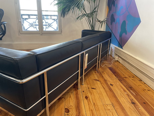 Canapé LC3 Cassina – Cuir Noir – Le Corbusier / Perriand – 3 Places
