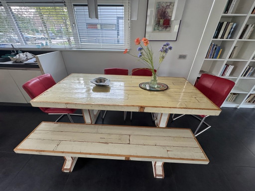 Piet Hein Eek Kantinentisch mit Sitzbank 200x90