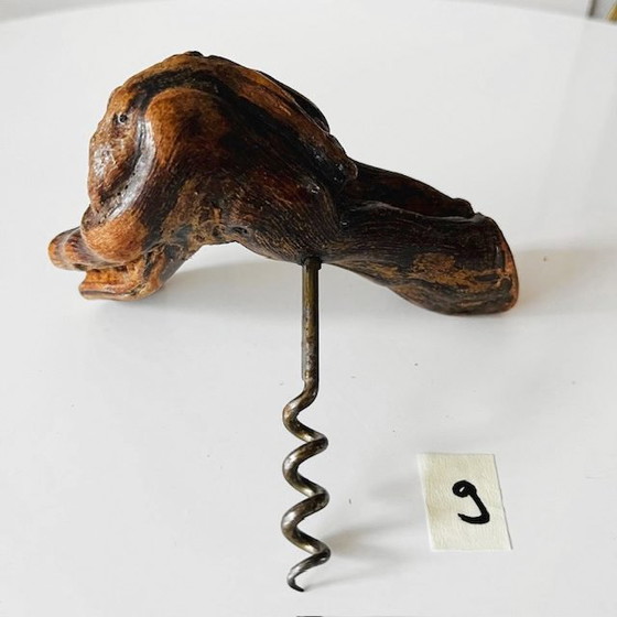 Image 1 of Tire-bouchon français vintage à 9 racines en bois et vigne, années 1950