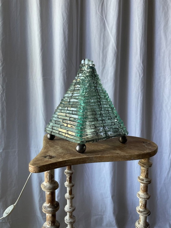 Image 1 of Brutalist glass lamp from the 1970s.