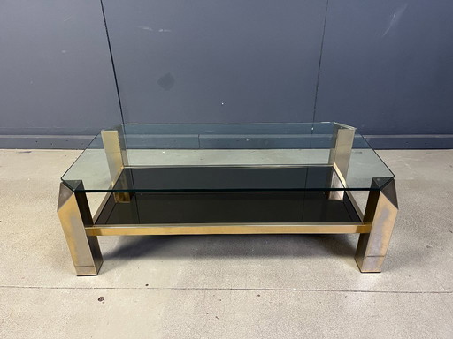 Vintage salontafel van Belgochrom, verguld met 23 karaats goud, uit de jaren 70.