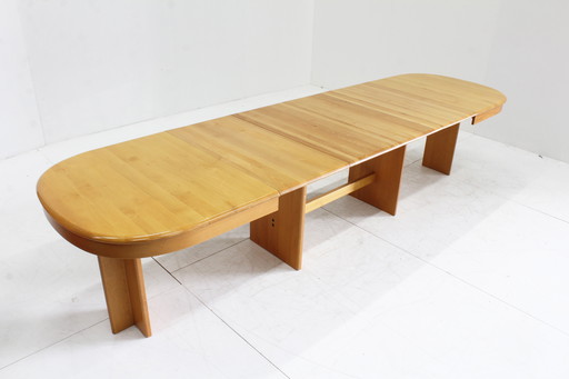 Vintage Deense grote ovalen uitschuifbare eettafel XL